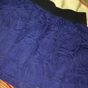 Lined Charlotte Russe navy blue rose ruffled skirt